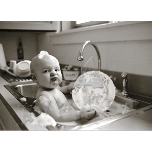 Baby In The Sink Funny Card
