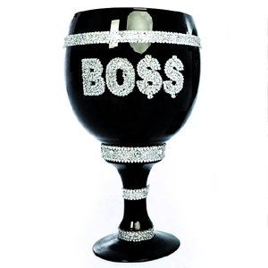 Novelty Black Glass Boss Cup