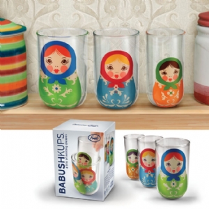 Russian Lady Stacking Glasses Set - Click Image to Close